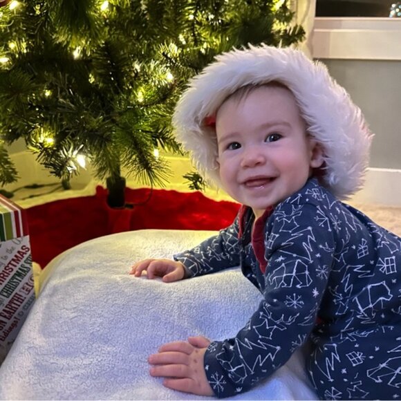 Burt's Bees Baby | Navy Blue Stars Constellation Ruffle Romper | Size 3-6 Months - Picture 3 of 9